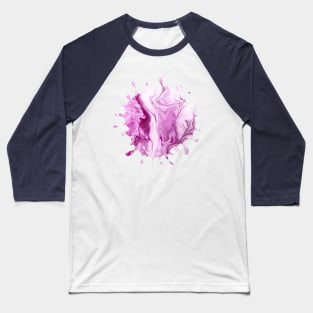 Baby Pink Acrylic Pour Paint Splash Baseball T-Shirt